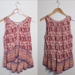 NWT PATRONS OF PEACE Red Flowy Floral Tank Top